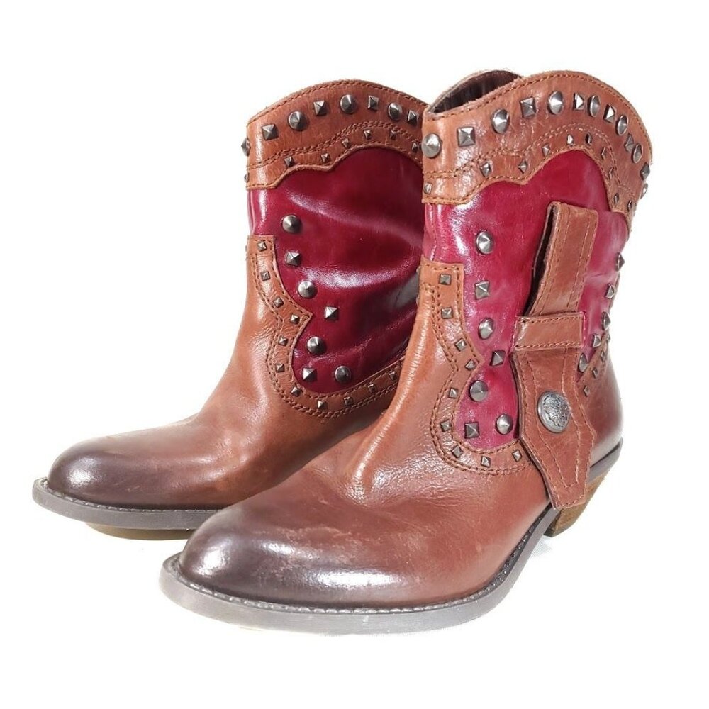 Coachella Vice Camuto Boot Leather Coastal Cowboy Western Studded Booties